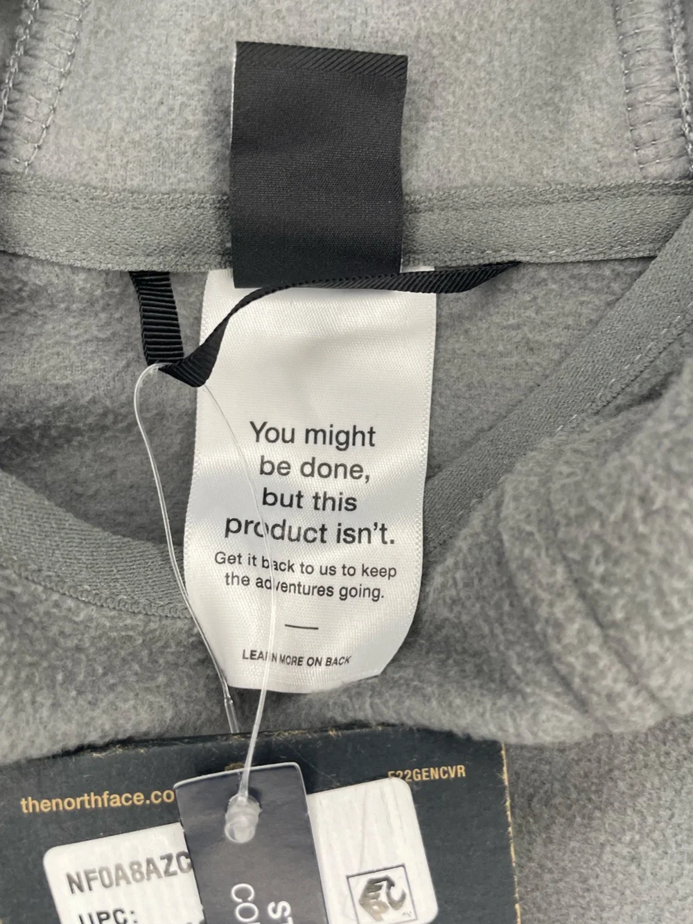 NWT The North Face Gray Glacier Fleece Scuba Neck Pullover-Men’s Small